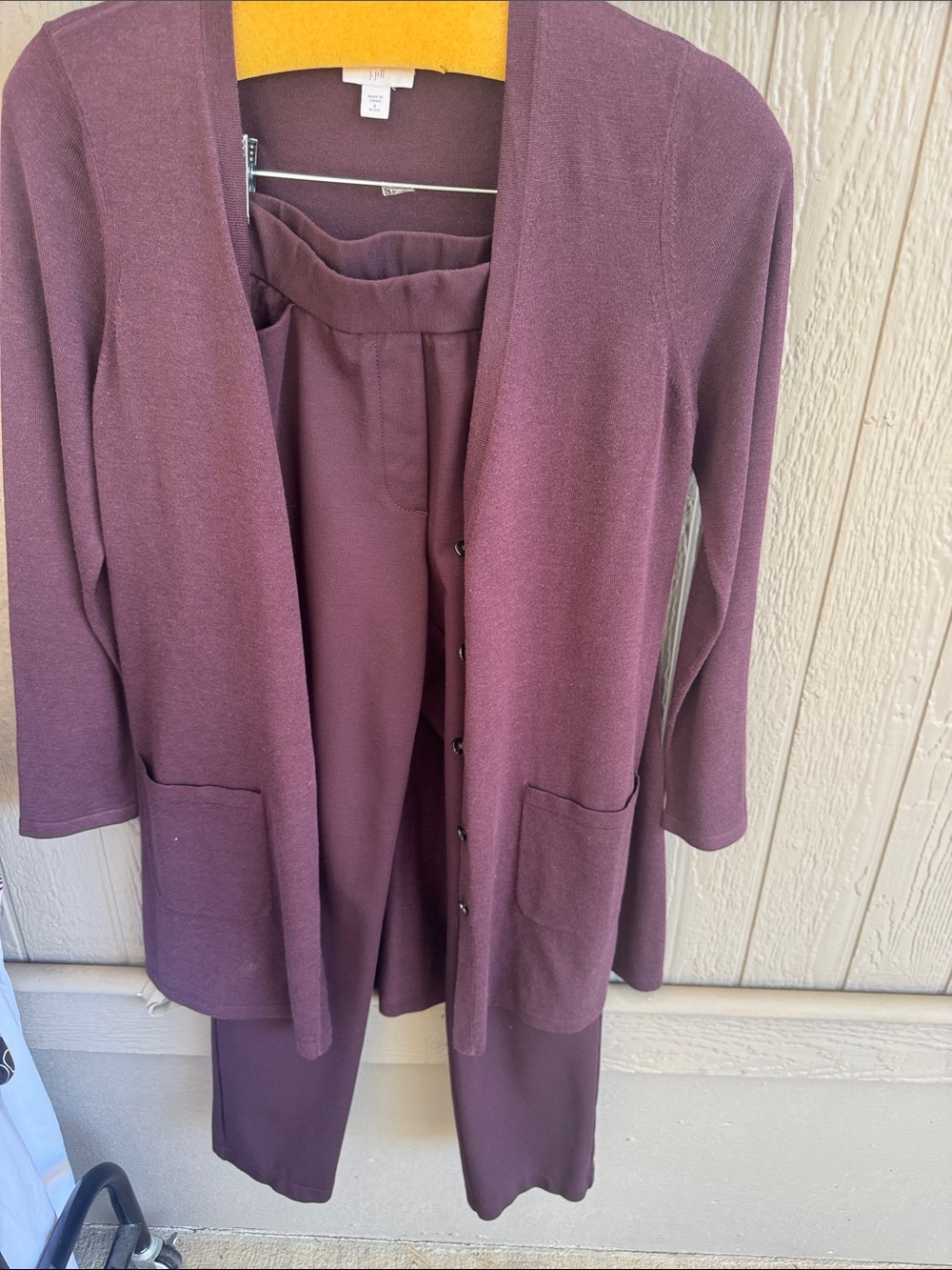 J Jill Plum Button-Front Cardigan & Pants Set
